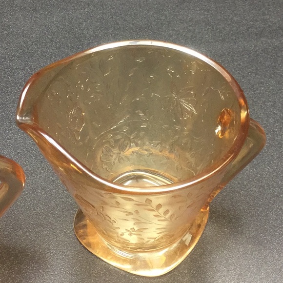 Jeannette Depression Glass Floragold Cream & Sugar - Picture 3 of 4